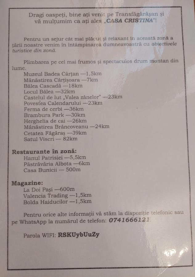 מלון Cîrţişoara Casa Cristina מראה חיצוני תמונה